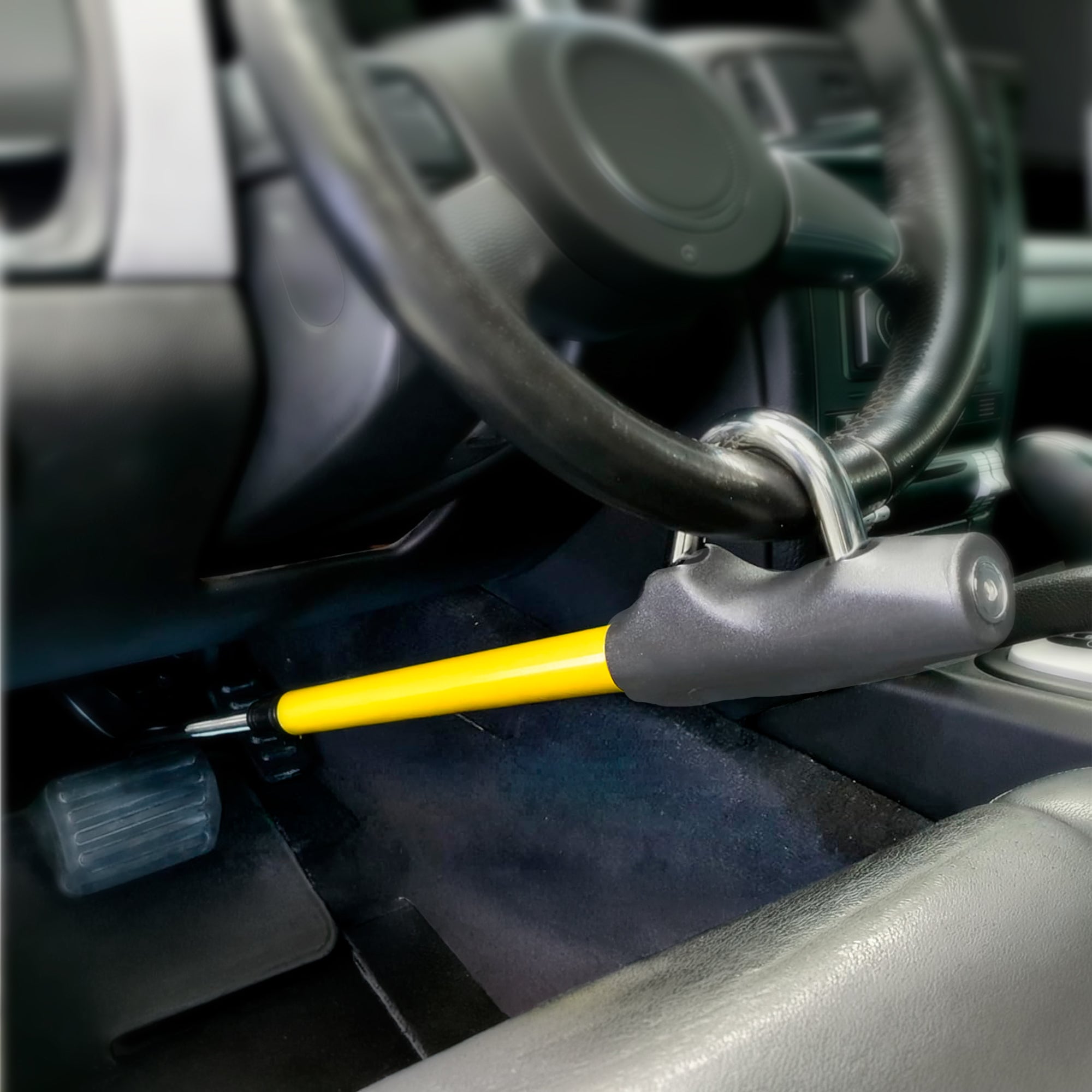 Car Steering Wheel and Pedal Anti-Theft Bar, Security Car Anti-Theft Lock, Anti-Theft Lock for Steering Wheel and Pedal Extends up to 74cm, Universal for SUVs, Vans, and Motorhomes, Easy-to-In Install